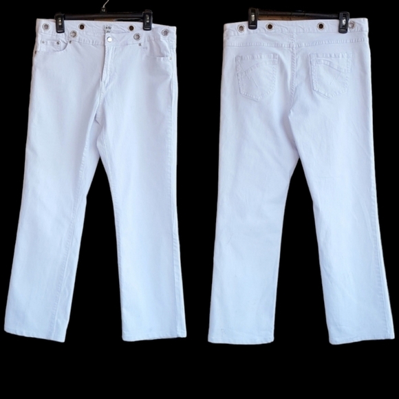 Cache' Vintage White Rhinestone Grommet Jeans - Picture 1 of 7